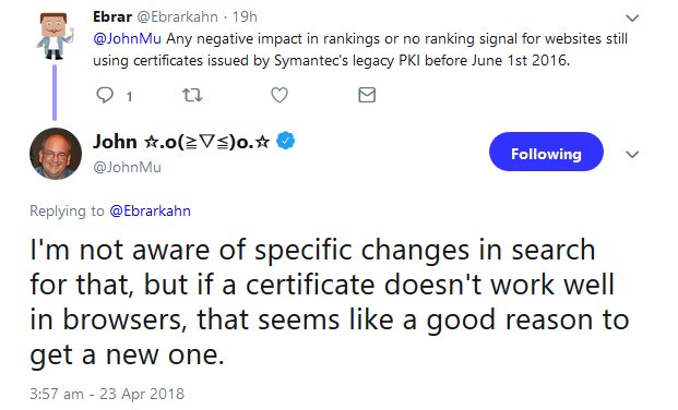 Google: wohl keine negativen Auswirkungen durch nicht vertrauenswürdige Zertifikate auf die Suche