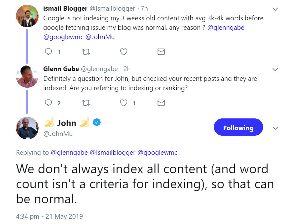 Google: Wortanzahl kein Kriterium bei der Indexierung