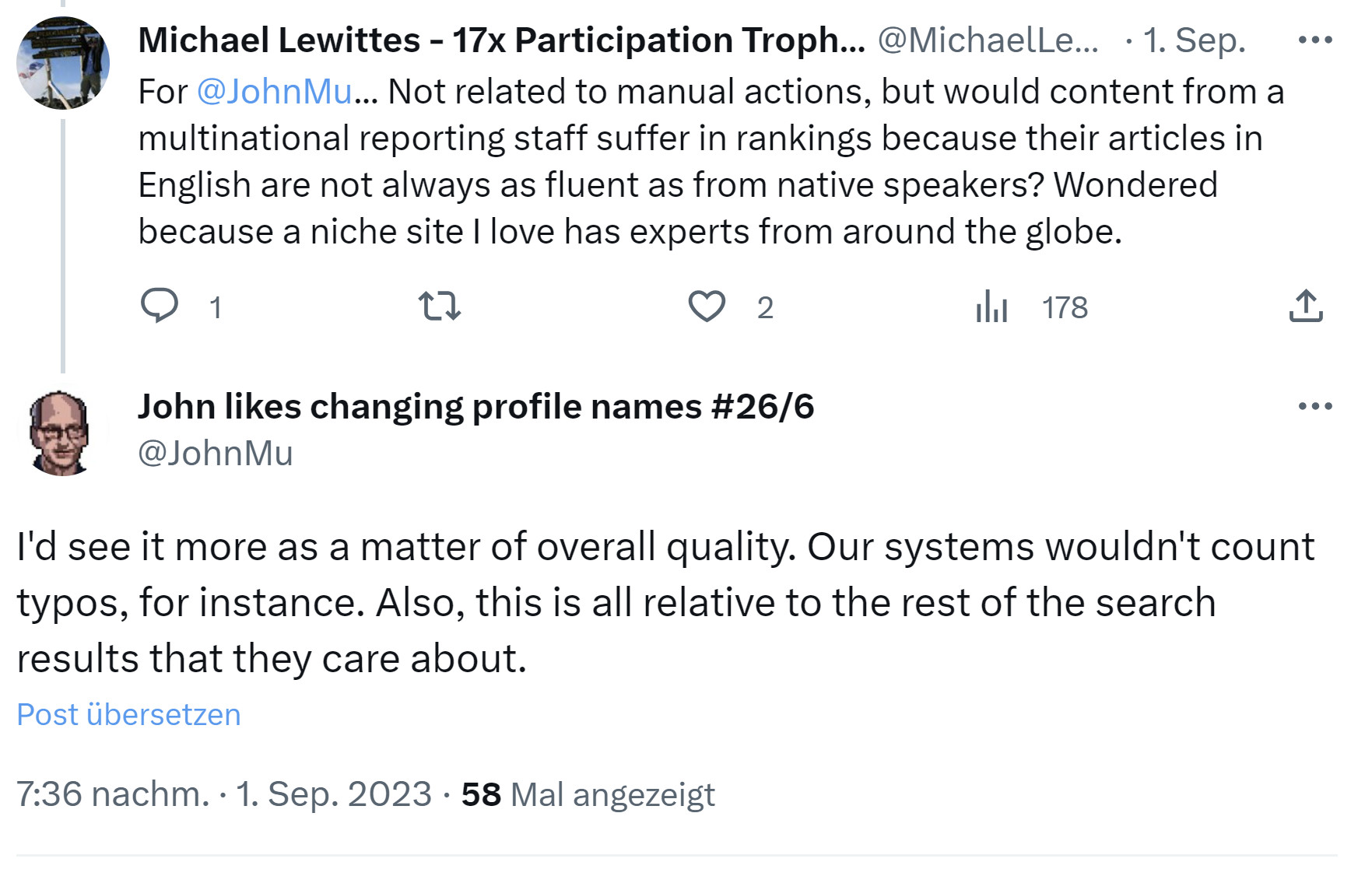 Google zählt keine Rechtschreibfehler: Vergleich mit anderen relevanten Suchergebnissen wichtig