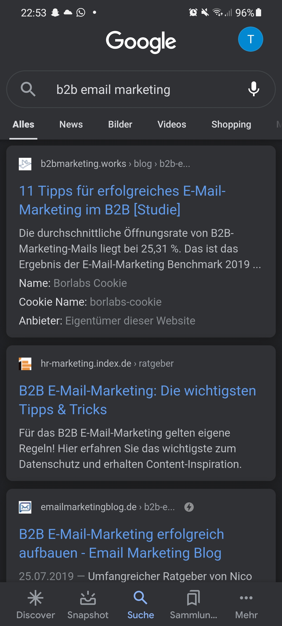Google zeigt Cookie-Informationen auf SERP