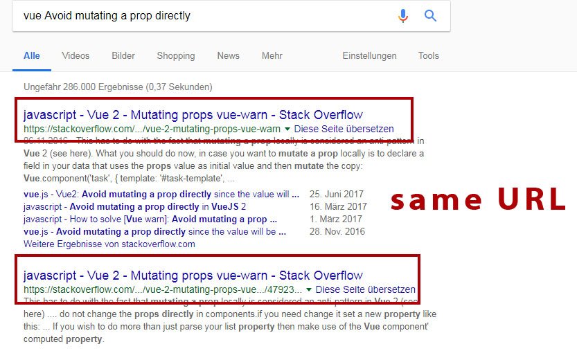 Google zeigt Suchergebnis doppelt