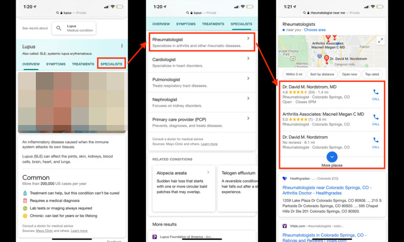 Google zeigt Spezialisten in Knowledge-Cards für Gesundheitsthemen an