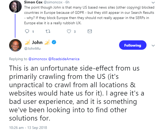 Aus der EU nicht erreichbare Seiten in den USA - Google prüft Lösung für Suchergebnisse