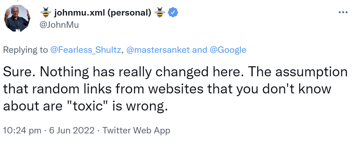 Google: Zufällig gesetzte Links von Websites, die man nicht einmal kennt, sind nicht toxisch