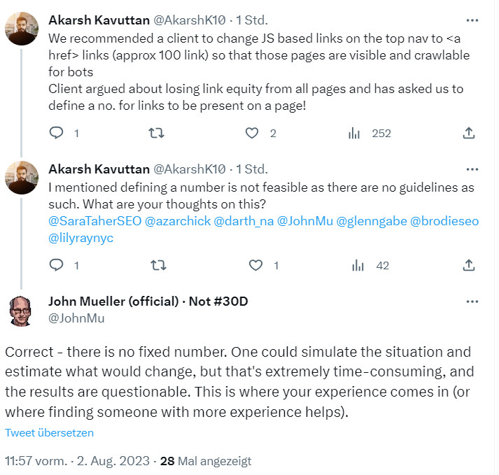 Google: Zur Bestimmung der optimalen Linkanzahl auf einer Website ist Erfahrung nötig