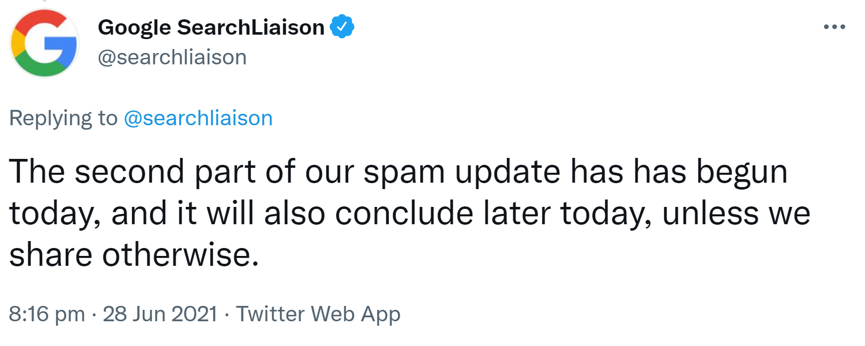 Google: Zweiter Teil des Spam-Updates wird gerade ausgerollt