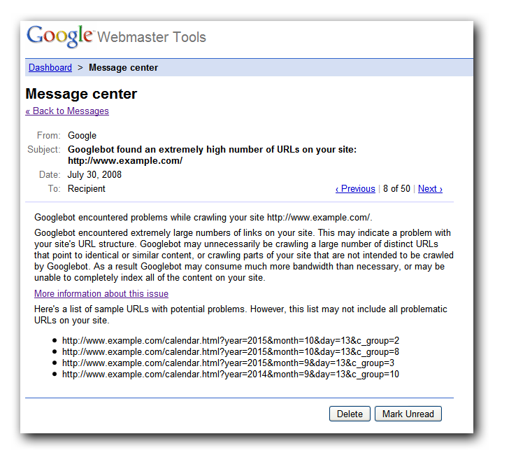 Google-Mitteilung zu Infinitive Space