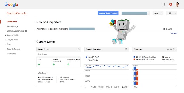 Alte Google Search Console: Dashboard