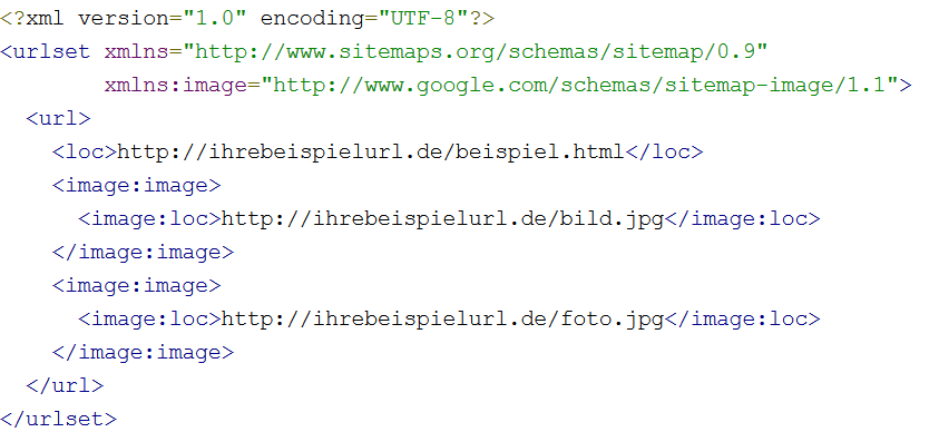 Image-Sitemap: Beispiel