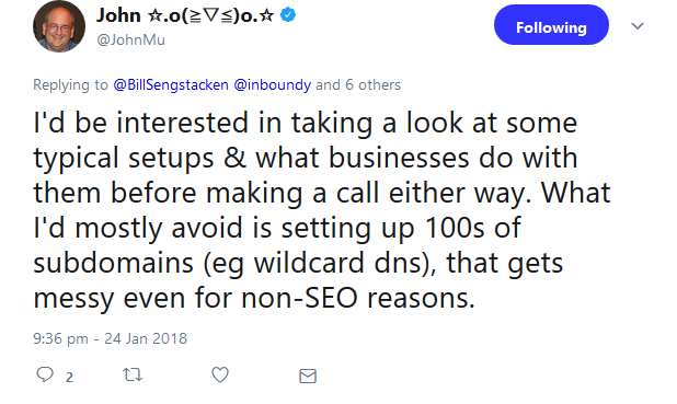 Johannes Müller: 'Nicht zu viele Subdomains aufsetzen'