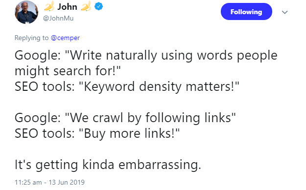 Johannes Müller: falsche Interpretation seiner Aussagen durch SEO-Tools