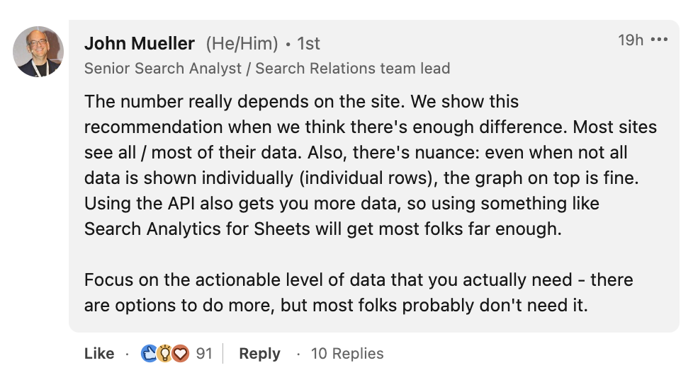 John Müller: Die Daten in der GSC sind für die meisten Websites komplett oder zumindest weitgehend vollständig