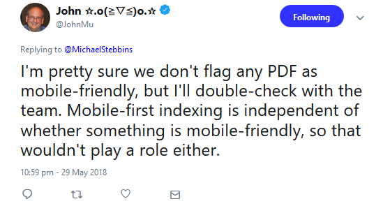 Google: PDFs werden wohl nicht als mobilfreundlich gekennzeichnet