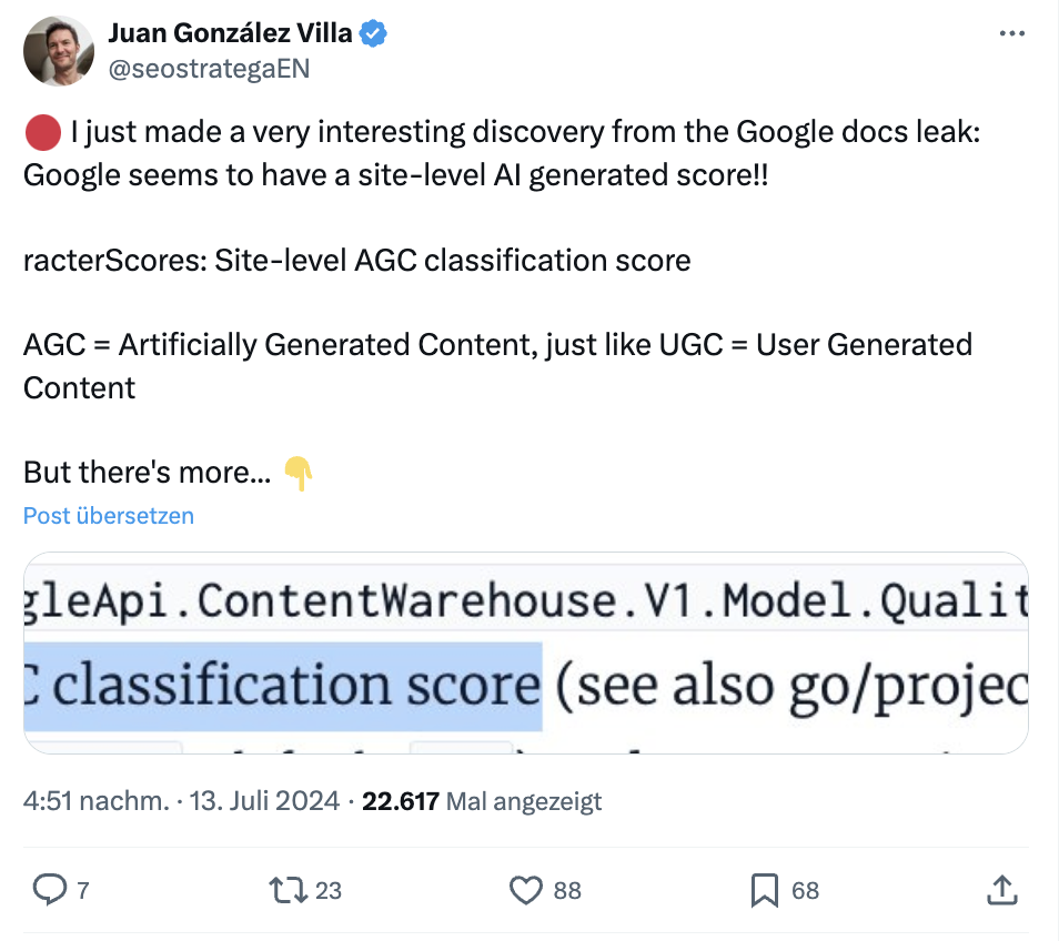 Juan Gonzalez Villa: Google AGC Score