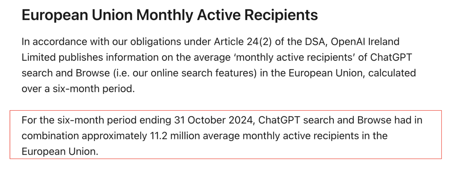 OpenAI Monthly Active Recipients 31.10.2024