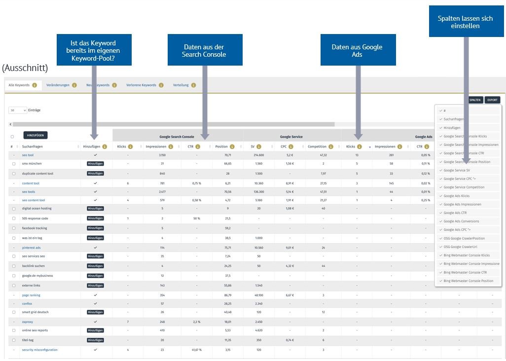 OSG: alle Keyword-Daten