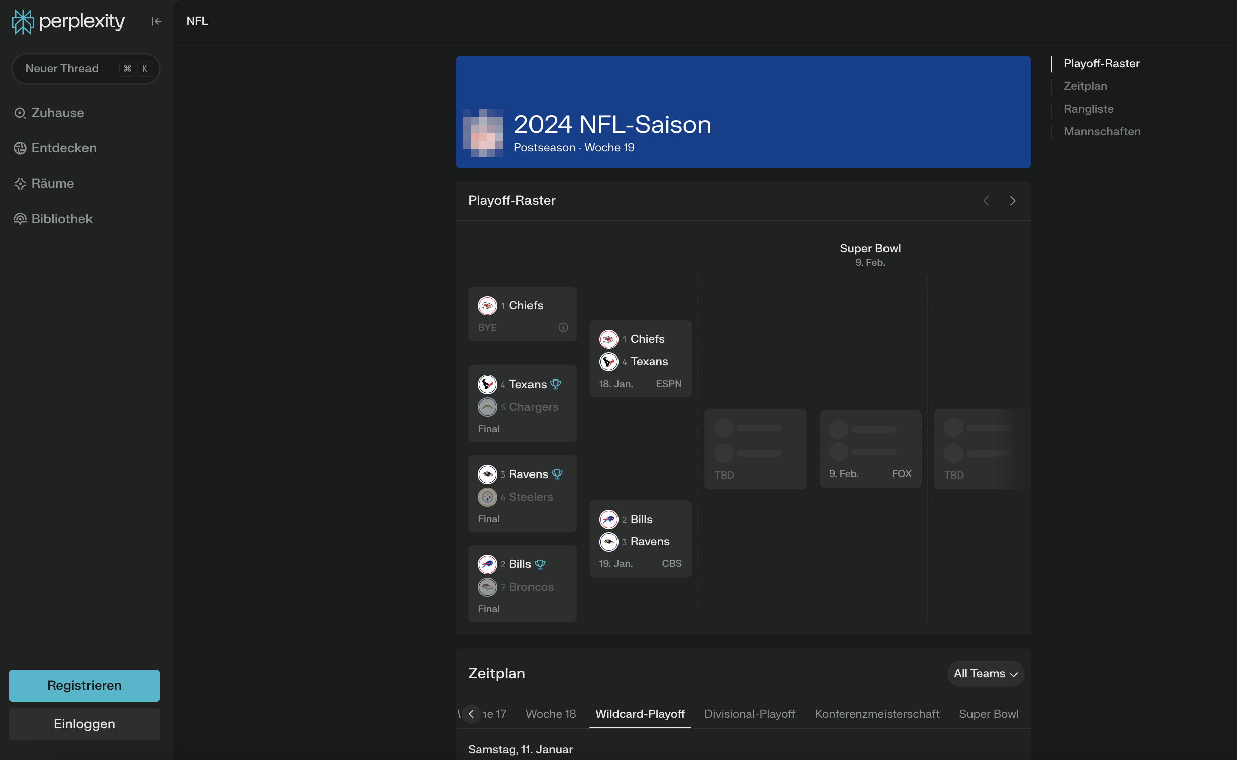 Perplexity Sports: NFL