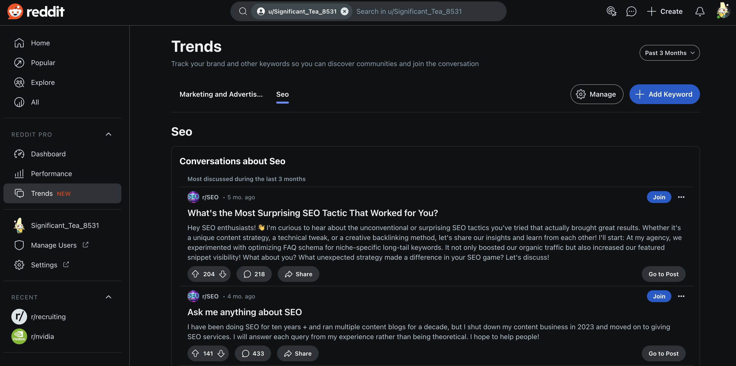 Reddit Pro Trends Beispiel