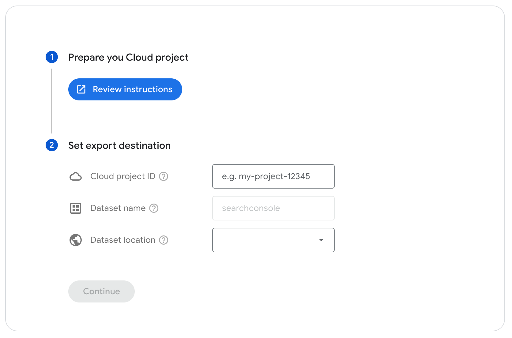Einrichten des Bulk Data Exports in der Google Search Console
