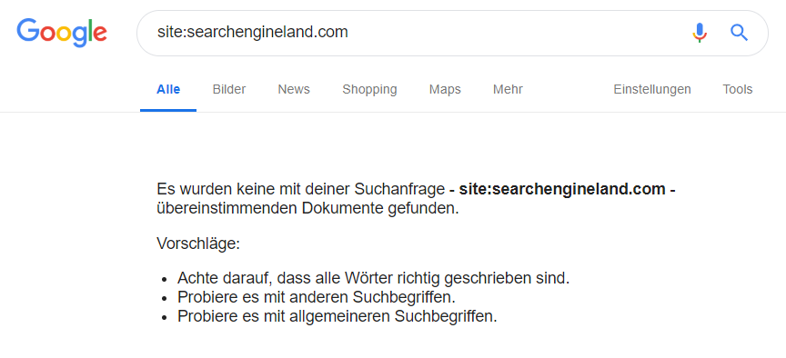 Search Engine Land: keine Treffer