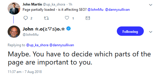 Google: Seite nur teilweise geladen