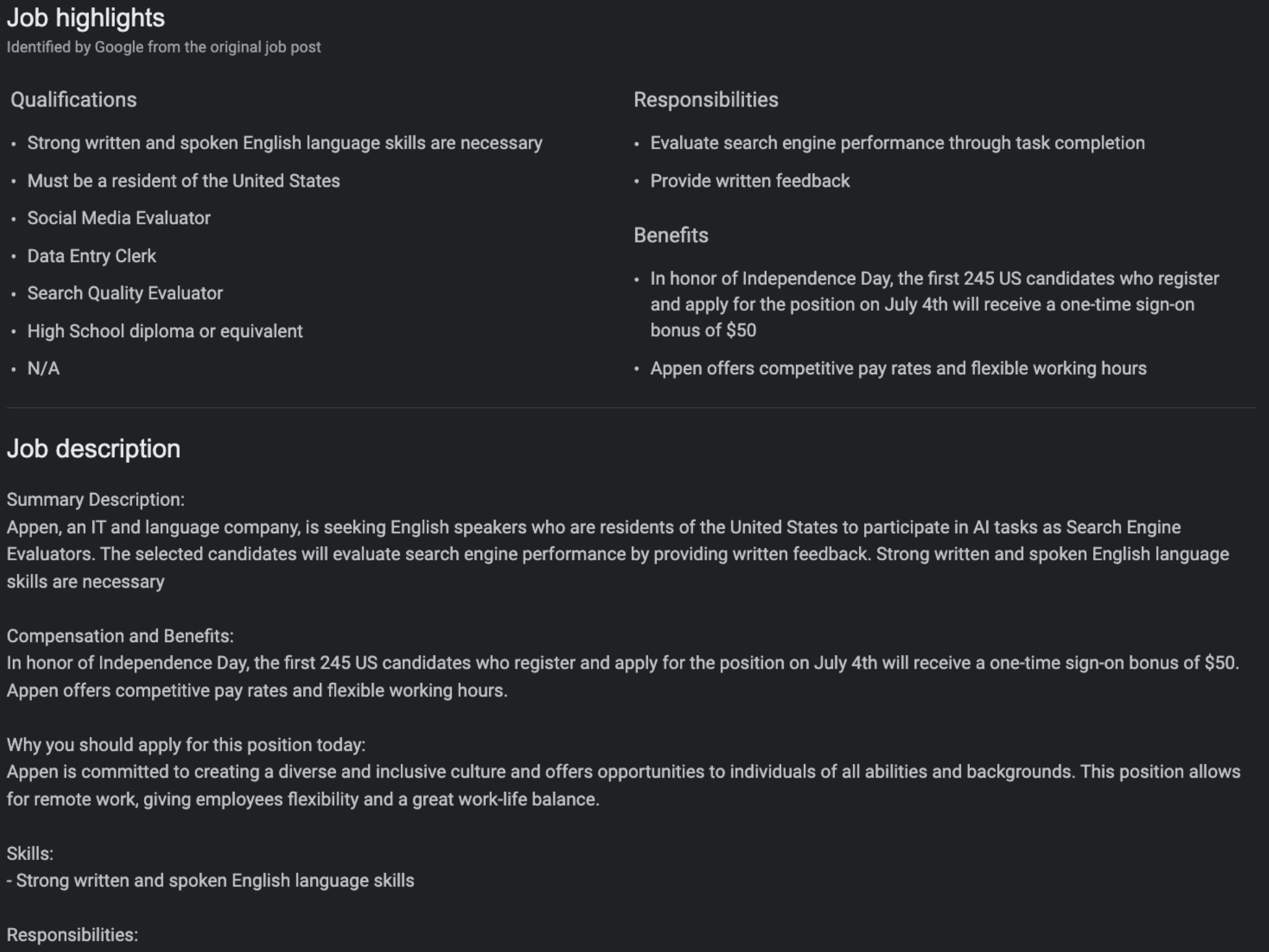 Stellenausschreibung von Appen Limited für Google Quality Rater