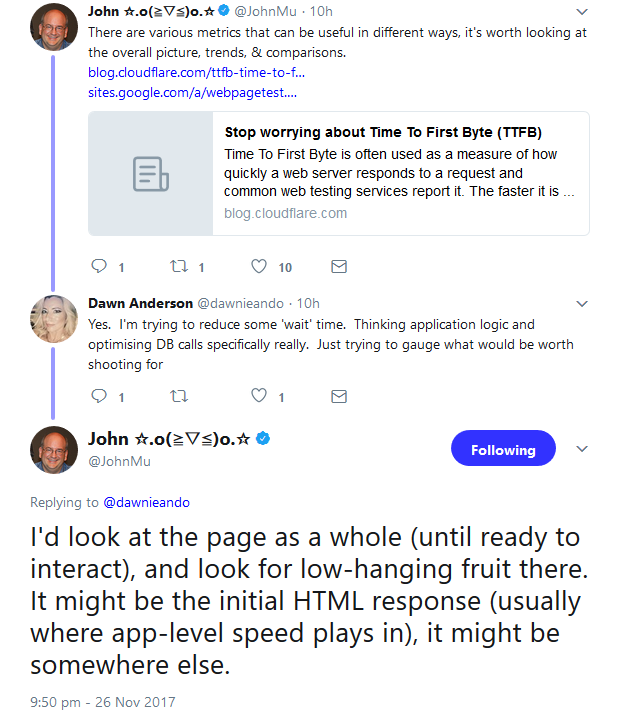 Johannes Müller: Time To First Byte ist wenig aussagekräftig
