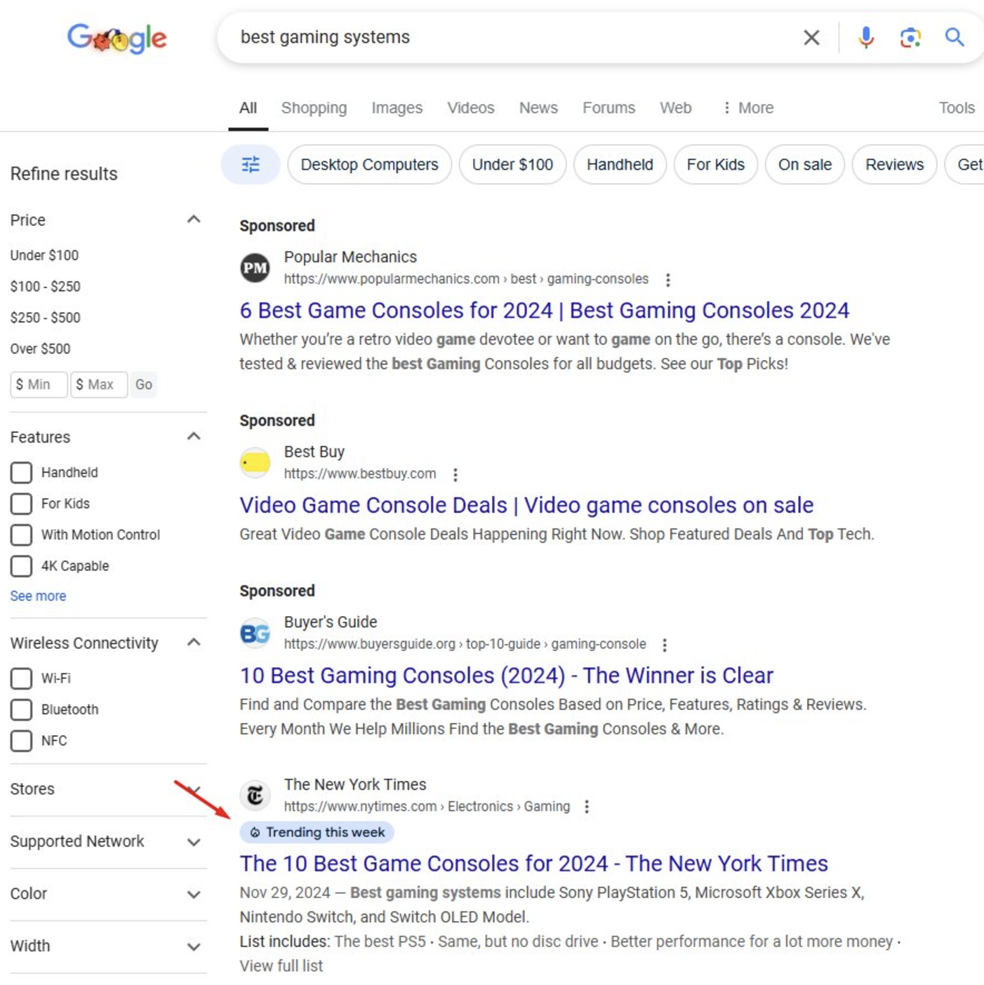 Google 'Trending this week'