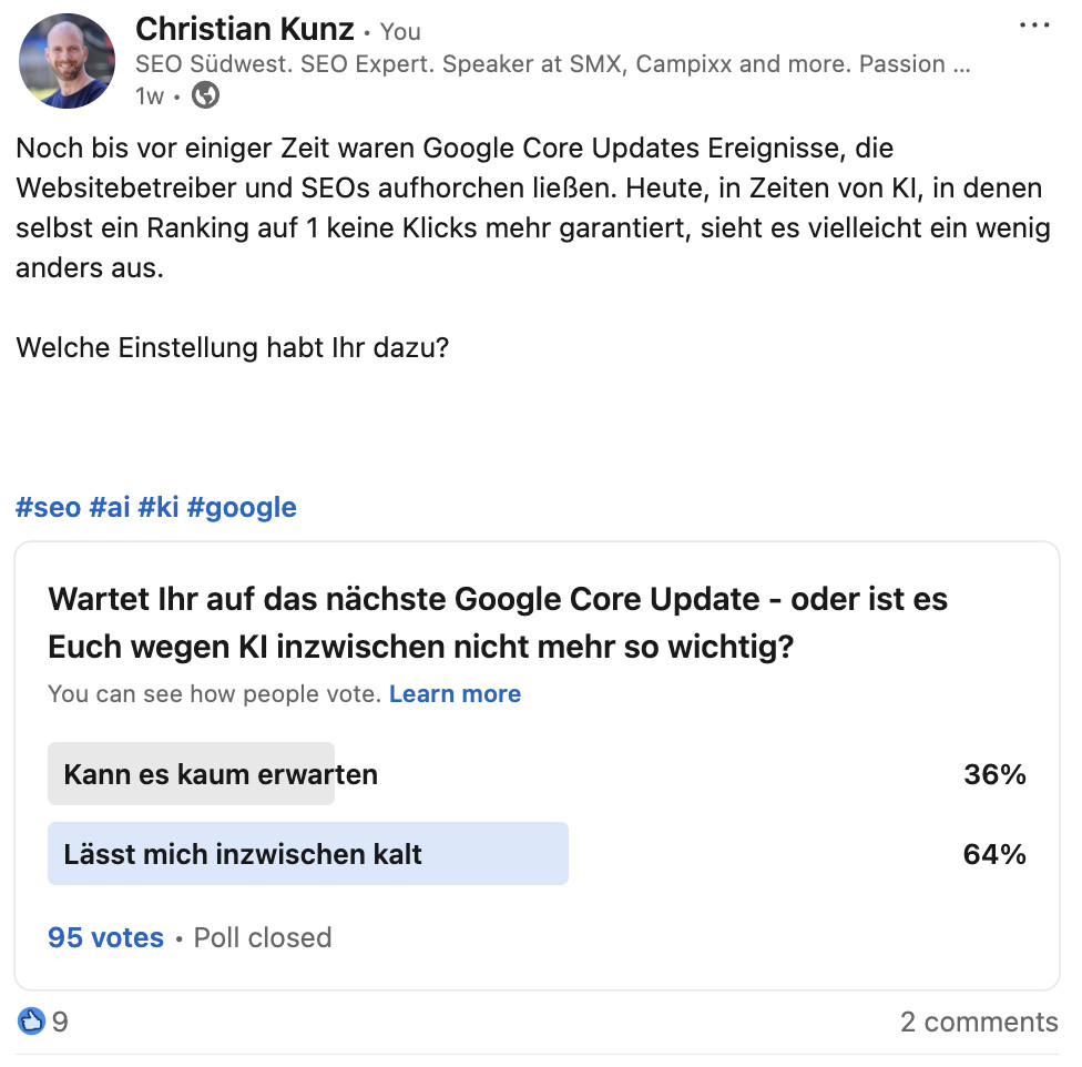 Umfrage: Zwei Drittel interessieren sich nicht mehr für Google Core Updates