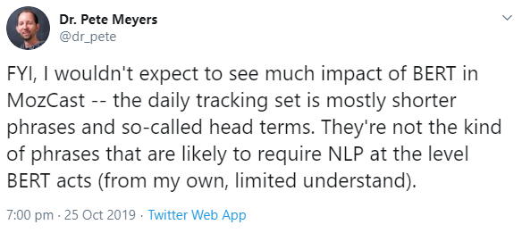 Warum sich BERT vermutlich kaum auf die gemessenen Rankings auswirken wird