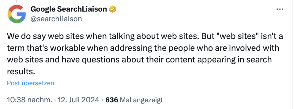 Warum Google anstellen von Creators nicht allgemein von Websites spricht