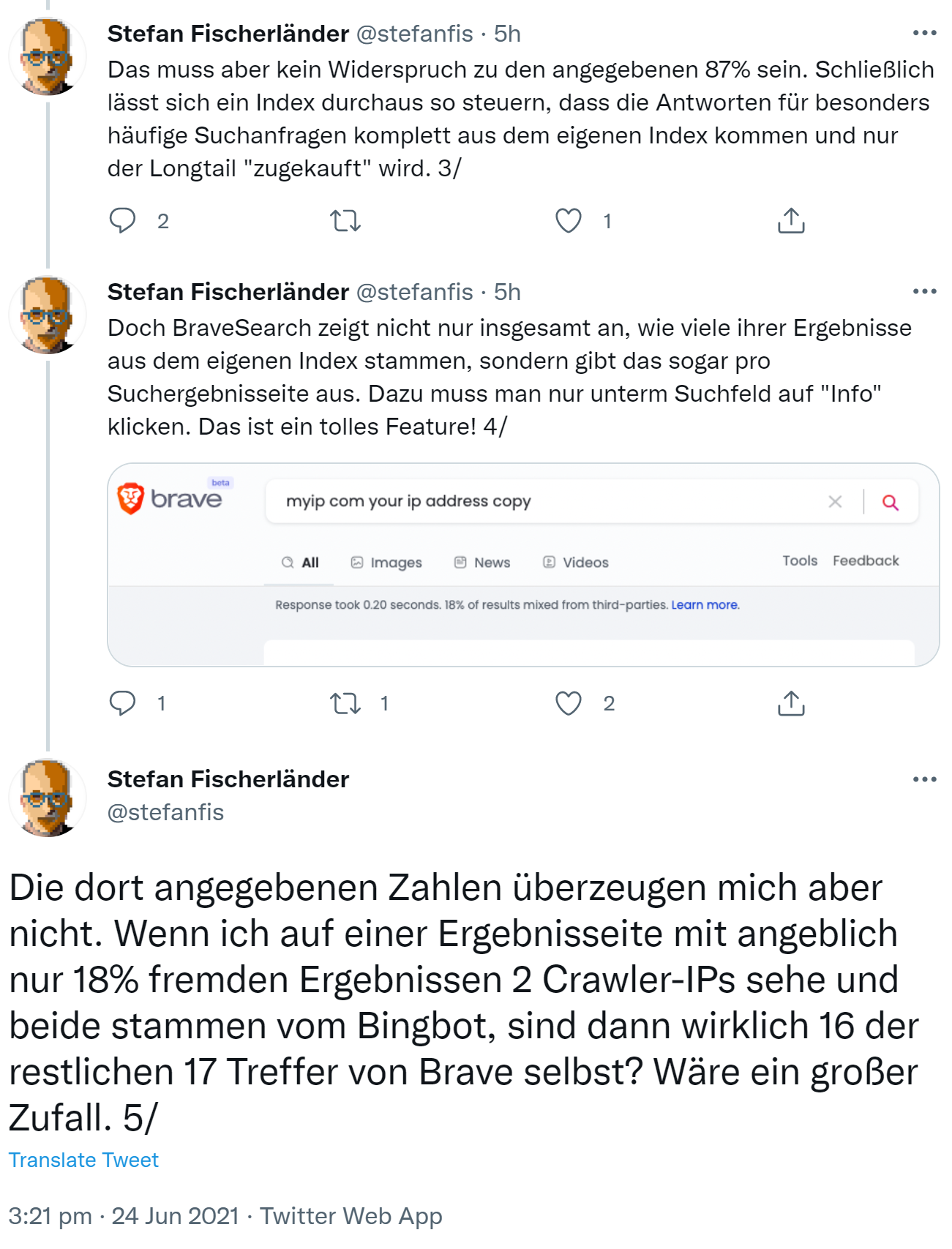 Wie viele Suchergebnisse von Brave stammen tatsächlich aus dem eigenen Index?