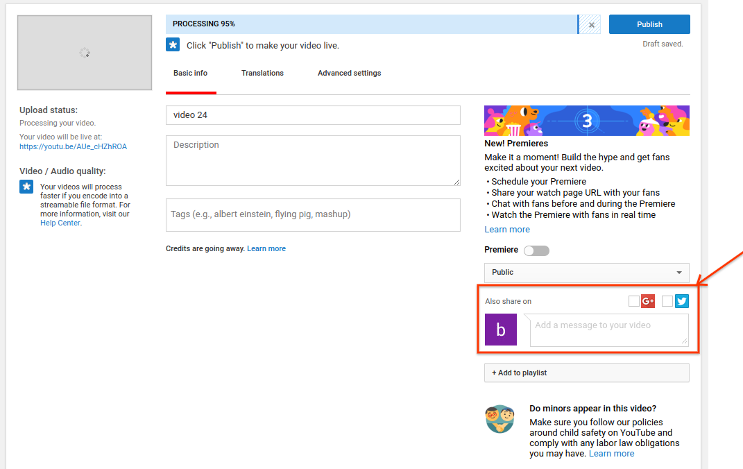 YouTube Creator Studio: kein automatisches Teilen auf Google+ und Twitter mehr