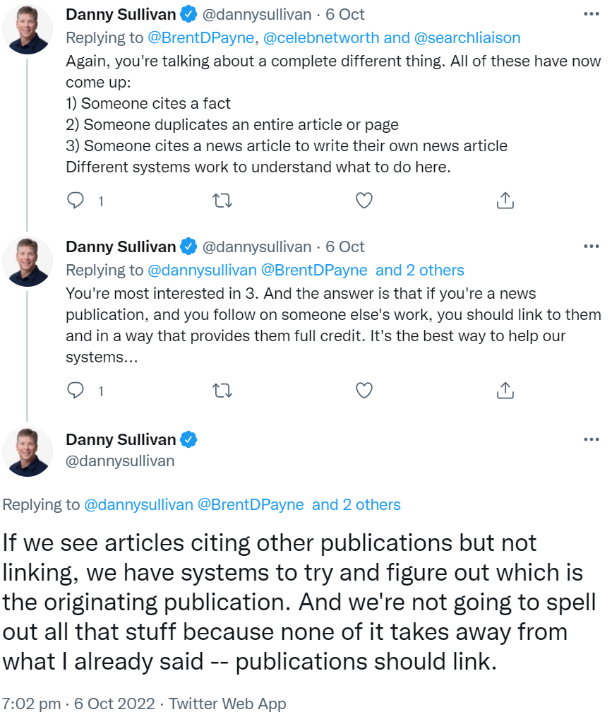 Zitate: Google hat Möglichkeiten zum Erkennen des Originals - Danny Sullivan auf Twitter